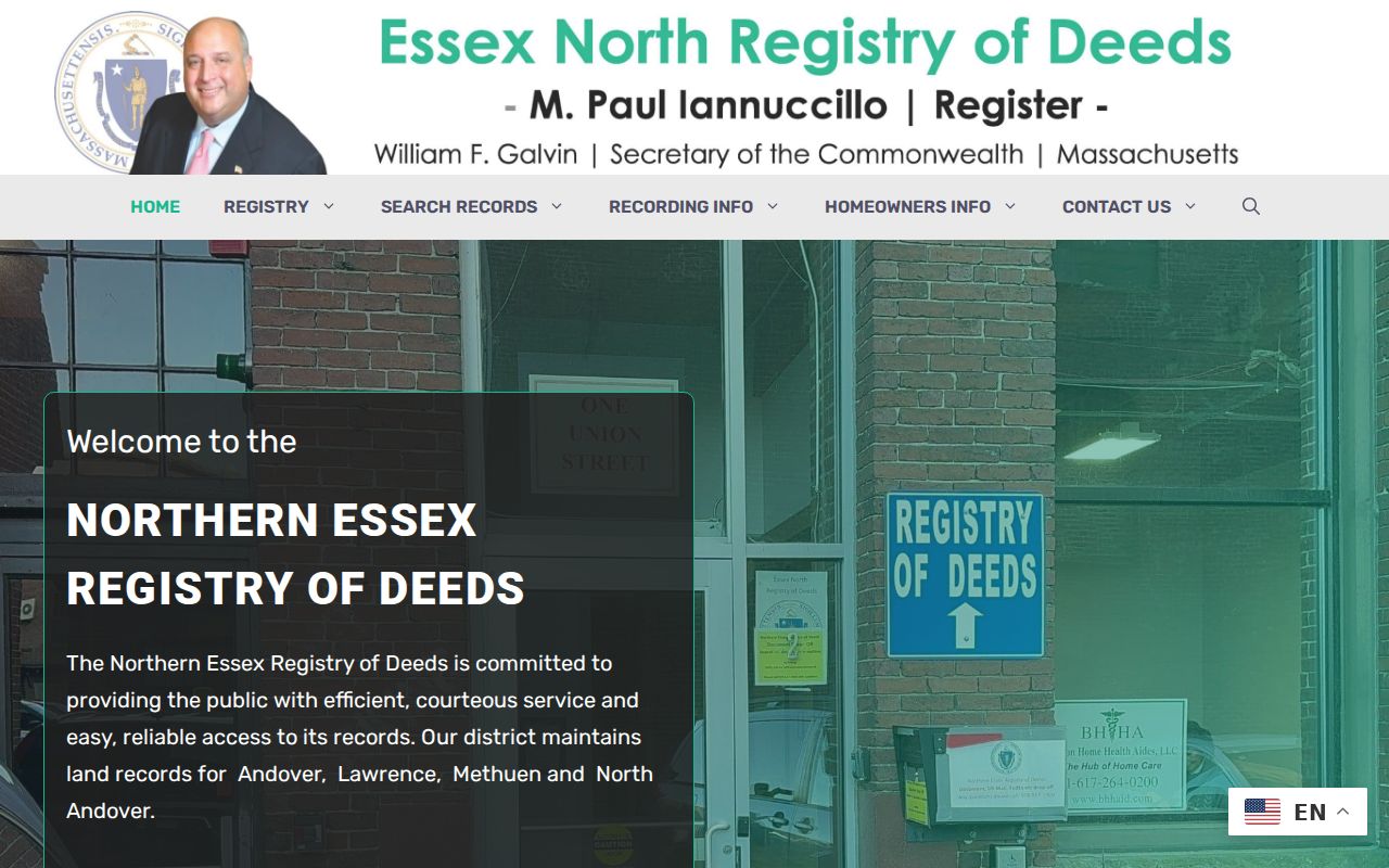 North Andover street directory Northern Essex Registry coverage information
